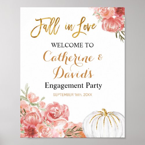 Pumpkin Engagement Fall in Love Party Welcome Sign