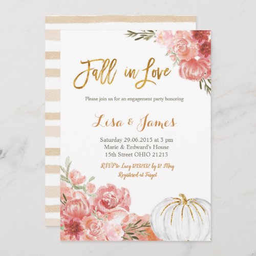 Pumpkin Engagement party Fall in Love engagement Invitation