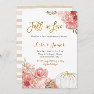 Pumpkin Engagement party Fall in Love engagement Invitation