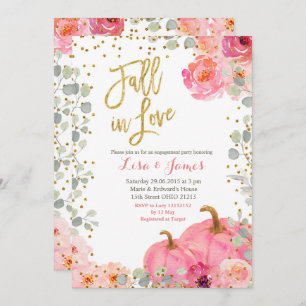 Pumpkin Engagement party Fall in Love engagement Invitation