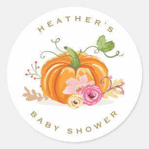 Pumpkin Envelope seal sticker Baby shower Floral