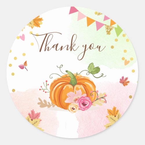 Pumpkin Envelope seal sticker Thank you Floral