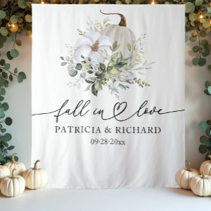 Pumpkin Eucalyptus Fall in Love Wedding Backdrop
