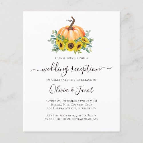 Pumpkin Eucalyptus Wedding Reception Invitation