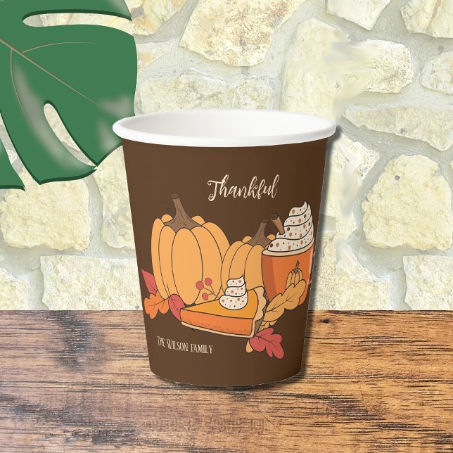 Pumpkin Everything Thanksgiving Brown Paper Cup (Thanksgiving brown and orange paper cup .)