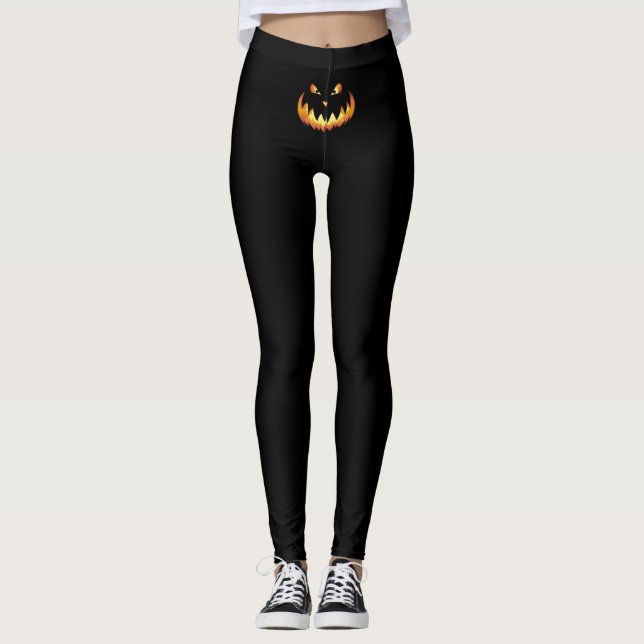 Pumpkin Face 4 for Halloween Leggings (Front)