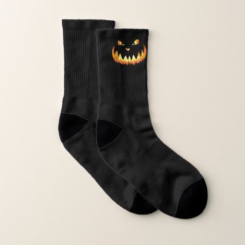 Pumpkin Face 4 for Halloween Socks