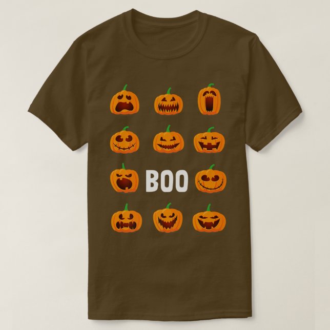 Pumpkin Face Boo Lazy Halloween Costume Cute Jack  T-Shirt (Design Front)