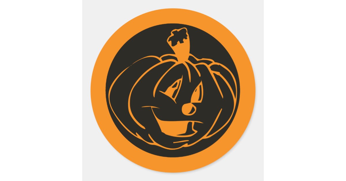 Pumpkin face classic round sticker | Zazzle