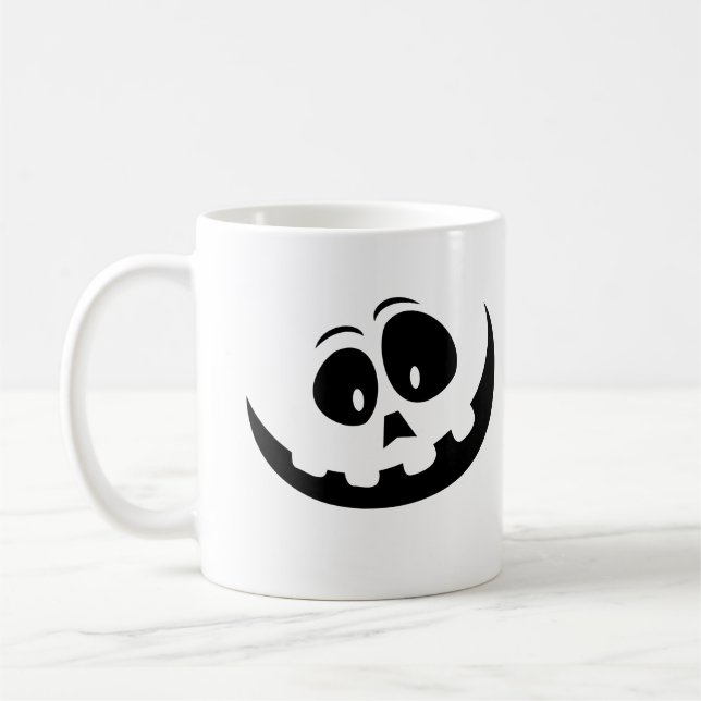 Pumpkin Face Embroidered Coffee Mug (Left)