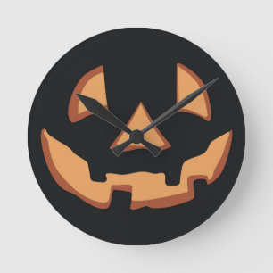 Pumpkin face for Halloween Round Clock
