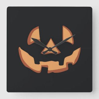 Pumpkin face for Halloween Square Wall Clock