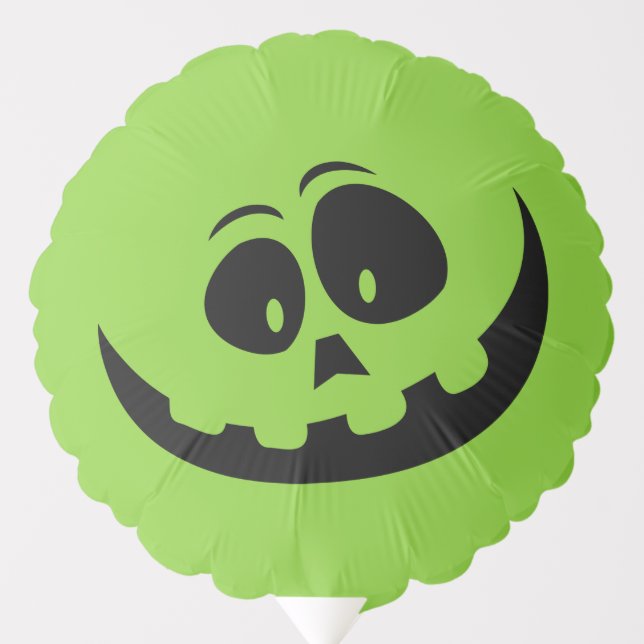 Pumpkin Face Green Halloween Balloon (Front)