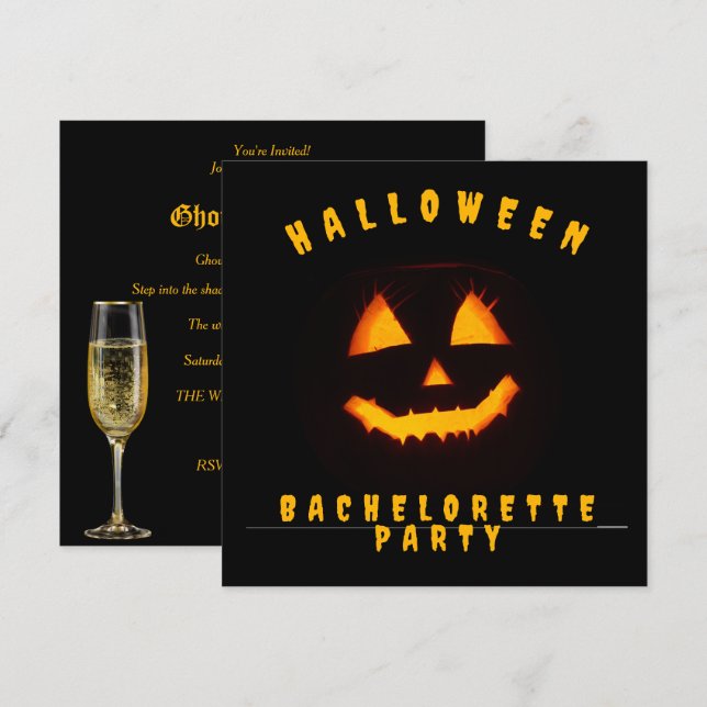 Pumpkin Face Halloween Bachelorette Party Invitation (Front/Back)
