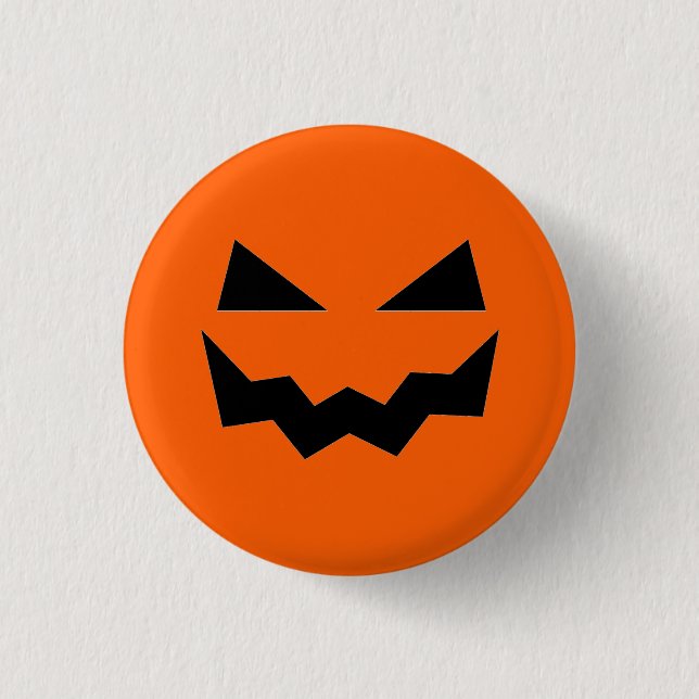 Pumpkin  Face Halloween Button (Front)