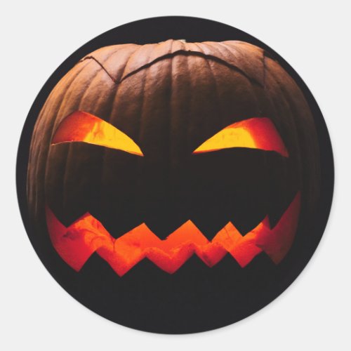 Pumpkin Face Halloween Classic Round Sticker