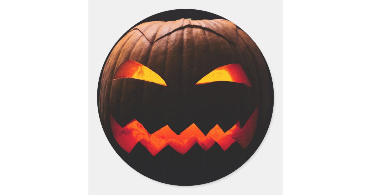 Pumpkin Face Halloween Classic Round Sticker | Zazzle