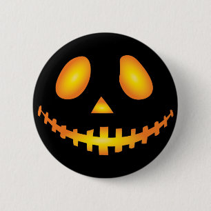 Pumpkin Face Halloween Jack O Lantern Spooky Button