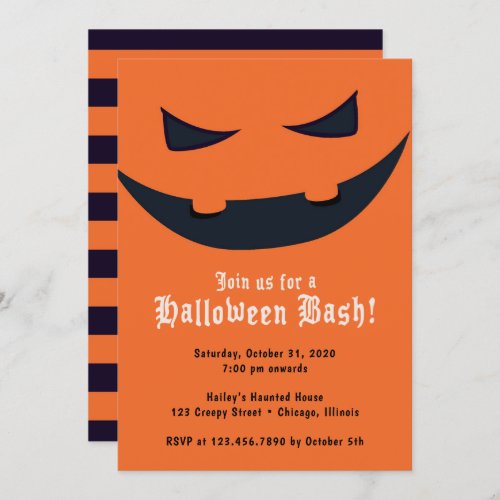 Pumpkin Face Halloween Party Invitation