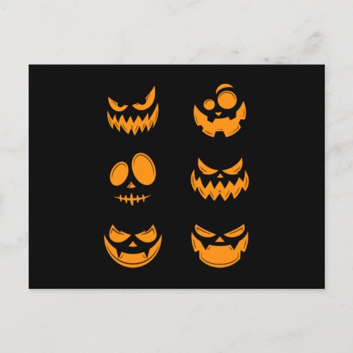 Pumpkin Face Halloween Trick Or Treat Horror Gift Postcard