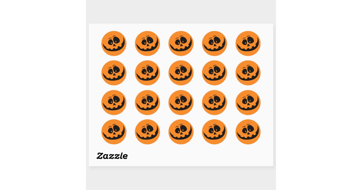 Pumpkin Face Orange Classic Round Sticker | Zazzle