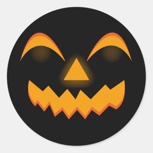 Pumpkin Face Orange Glow Effect Halloween  Classic Round Sticker