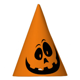 Pumpkin Face Orange Halloween Party Hat