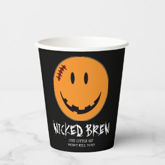 Pumpkin Face Wicked Brew ID224 Paper Cups