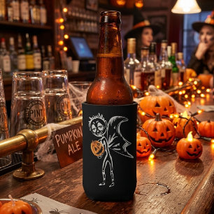 Pumpkin Fairies Have Fun On Halloween Bottle Cooler