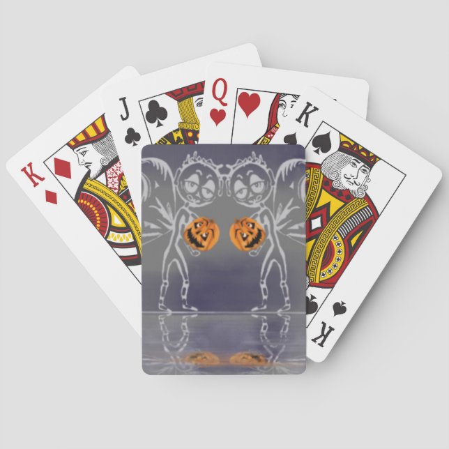 Pumpkin Fairies Have Fun On Halloween Poker Cards (Back)