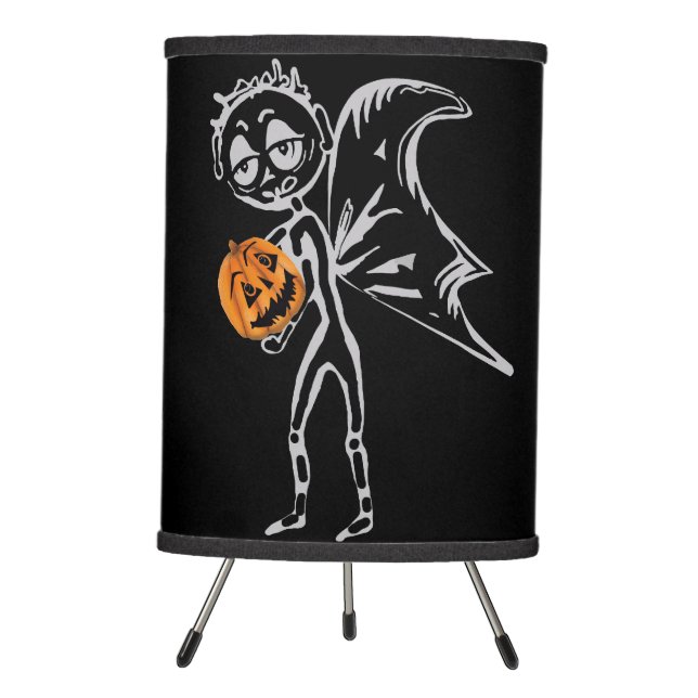 Pumpkin Fairies Have Fun On Halloween Tripod Lamp (Front)