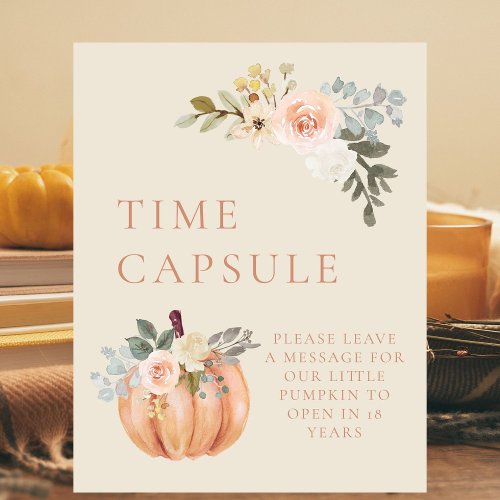 Pumpkin Fall 1st Birthday Time Capsule Table Pedestal Sign