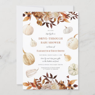 Pumpkin Fall Autumn Drive Rust Through Baby Shower Invitation