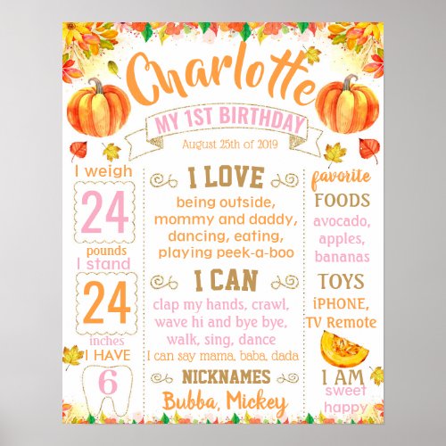 Pumpkin Fall Autumn Halloween Birthday sign