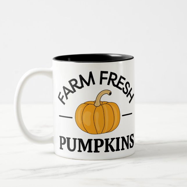 Pumpkin Fall Autumn Two-Tone Coffee Mug (Left)