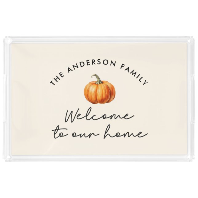 Pumpkin fall autumn welcome to our home decor acrylic tray (Front)
