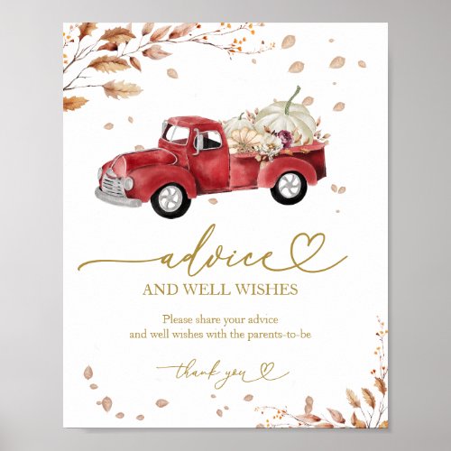 Pumpkin Fall Baby Shower Advice  Wishes Sign