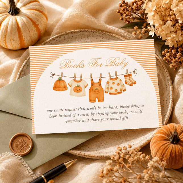 Pumpkin Fall Baby Shower Book Request Enclosure Card (Creator Uploaded)