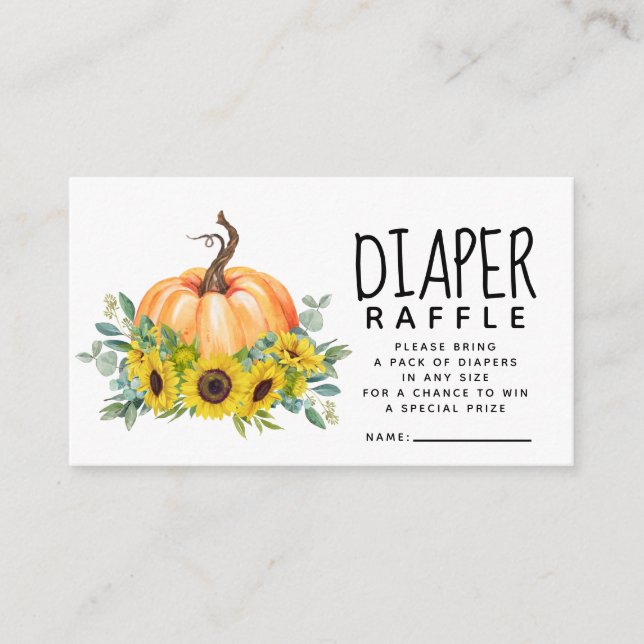 Pumpkin Fall Baby Shower Diaper Raffle Enclosure Card (Front)