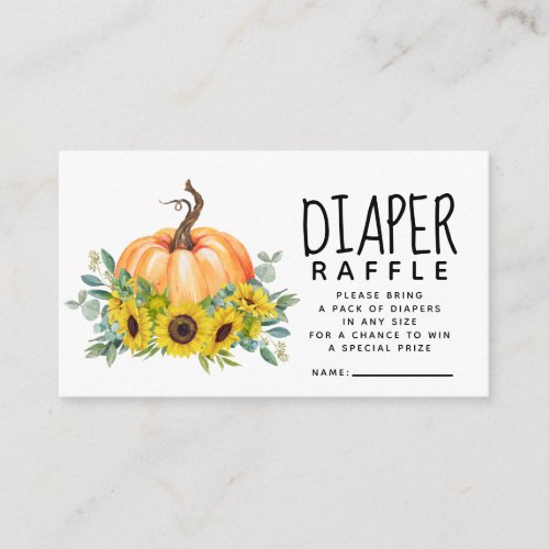 Pumpkin Fall Baby Shower Diaper Raffle Enclosure Card