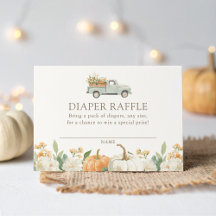 Pumpkin Fall Baby Shower Diaper Raffle Ticket