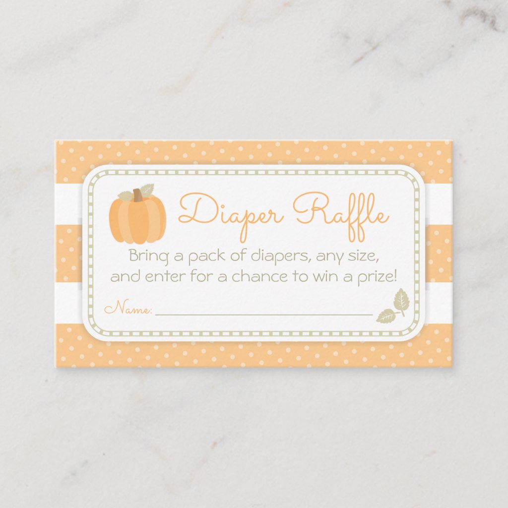 Pumpkin Fall Baby Shower Diaper Raffle Ticket Enclosure Card