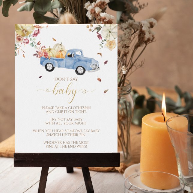 Pumpkin Fall Baby Shower Don't Say Baby Game Sign (Creator Uploaded)