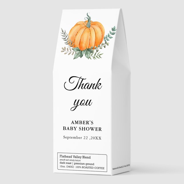 Pumpkin Fall Baby Shower Favor Roasted Coffee (Front)