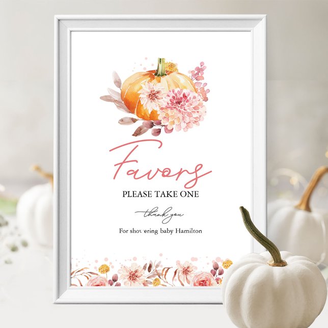 Pumpkin Fall Baby Shower Favors Sign (Creator Uploaded)