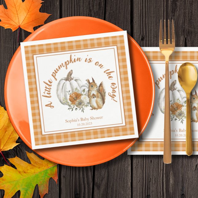 Pumpkin Fall Baby Shower, Gender Neutral Napkins (Creator Uploaded)
