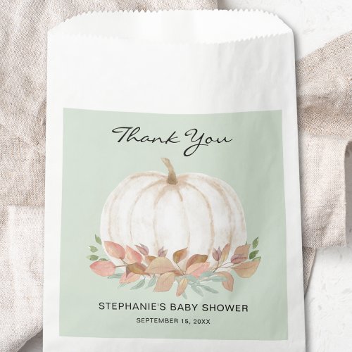 Pumpkin Fall Baby Shower Green Favor Bag