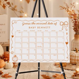 Pumpkin Fall Baby Shower Guess The Arrival Date Foam Board