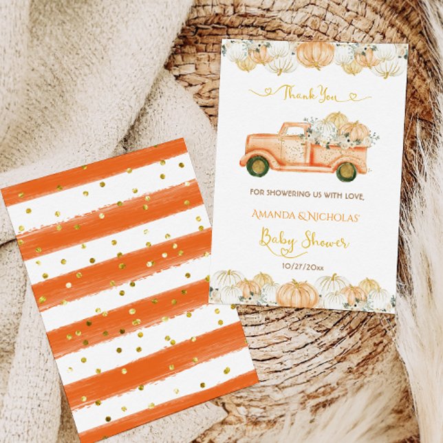 Pumpkin Fall Baby Shower Harvest Thank You (Creator Uploaded)