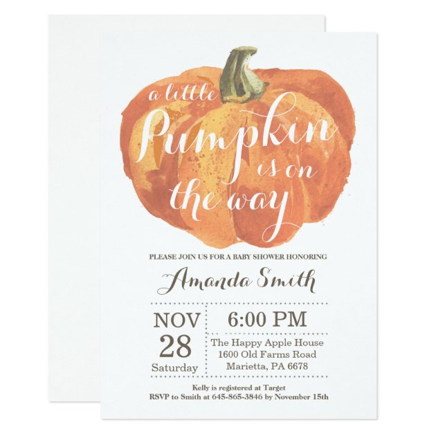 Pumpkin Fall Baby Shower Invitation